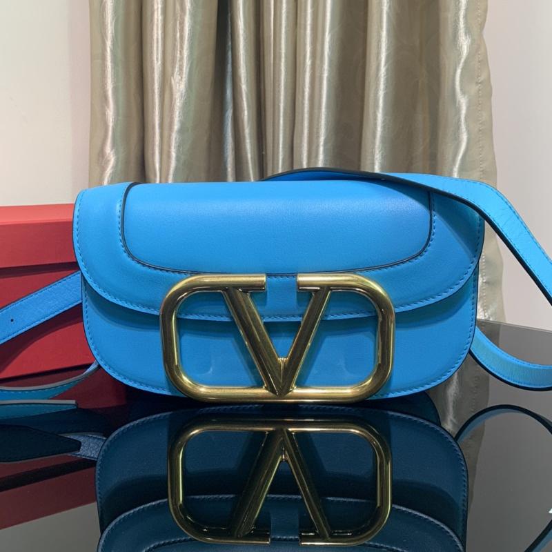 Valentino Clutches Bags VA1011 Plain Gold Button Blue